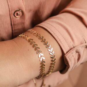 Pulseira Folhinhas Banhada a Ouro 18k