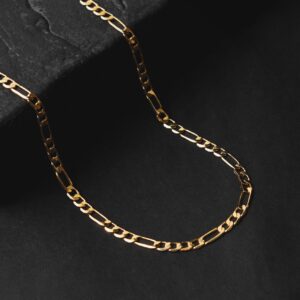 Corrente Fígaro 4mm Masculina Banhado a Ouro 18k
