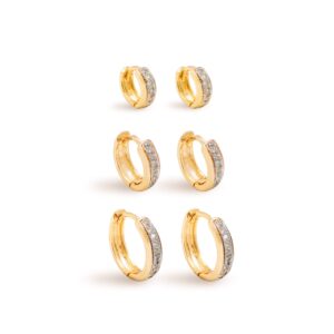Argola Zircônia Banhado a Ouro 18k