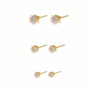 Trio Ponto de Luz Quadrado Banhado a Ouro 18k