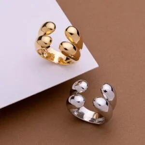 Anel Duplo Gotas Banhado a Ouro 18k