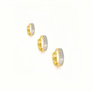 Trio de Argolas de Zircônias Banhado a Ouro 18k