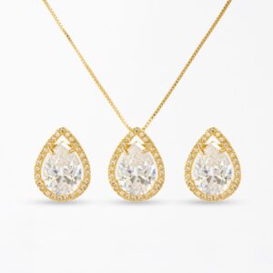 Conjunto Gota Luxo Banhado a Ouro 18k