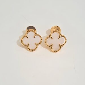 Brinco Alhambra Branco Banhado a Ouro 18k