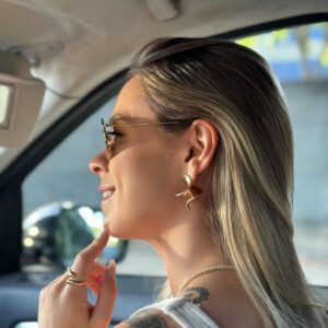 Brinco Onda Banhado a Ouro 18k