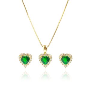 Conjunto Selma Cores Banhado a Ouro 18k - Esmeralda