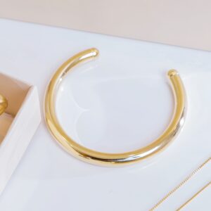 Bracelete Tubo Liso Banhado a Ouro 18k