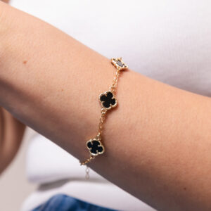 Pulseira Alhambra Banhada a Ouro 18k - Preto