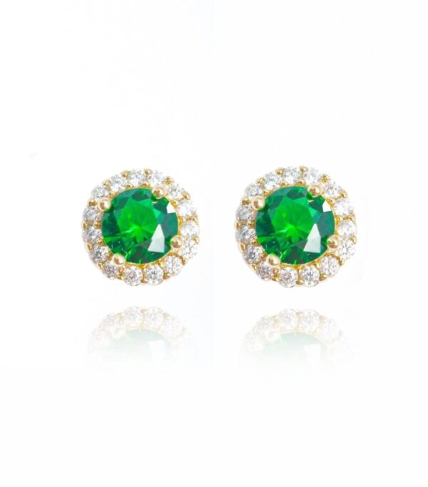 Brinco Luna Esmeralda Banhado a Ouro 18k
