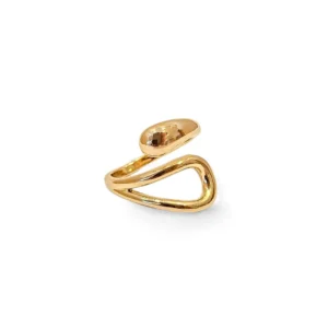 Anel Gotas Vazado Banhado a Ouro 18k