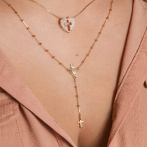 Colar Amor & Fé Banhado a Ouro 18k