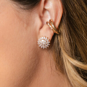 Brinco Flower Luxo Banhado a Ouro 18k