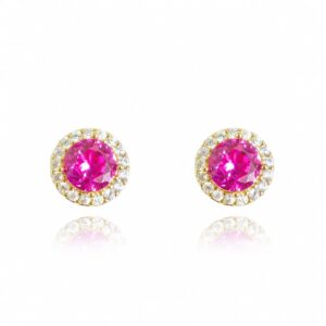 Brinco Luna Rosa Banhado a Ouro 18k